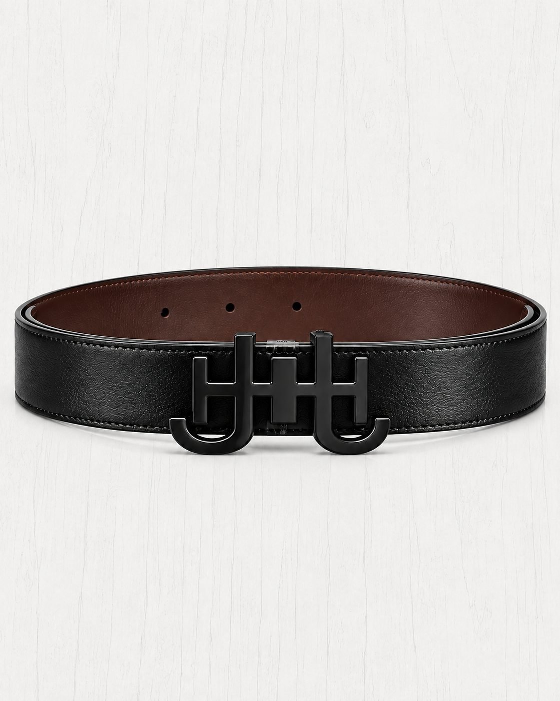 JH Initiales 35mm Reversible Belt Set — Noir / Brun