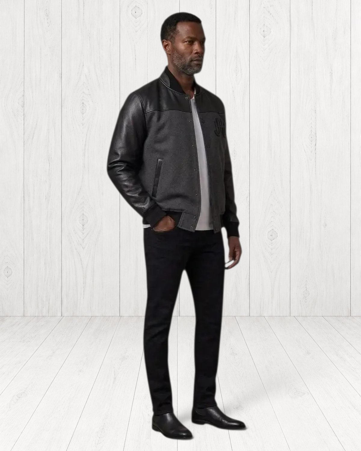 Astelle Varsity Jacket — Charcoal view 3