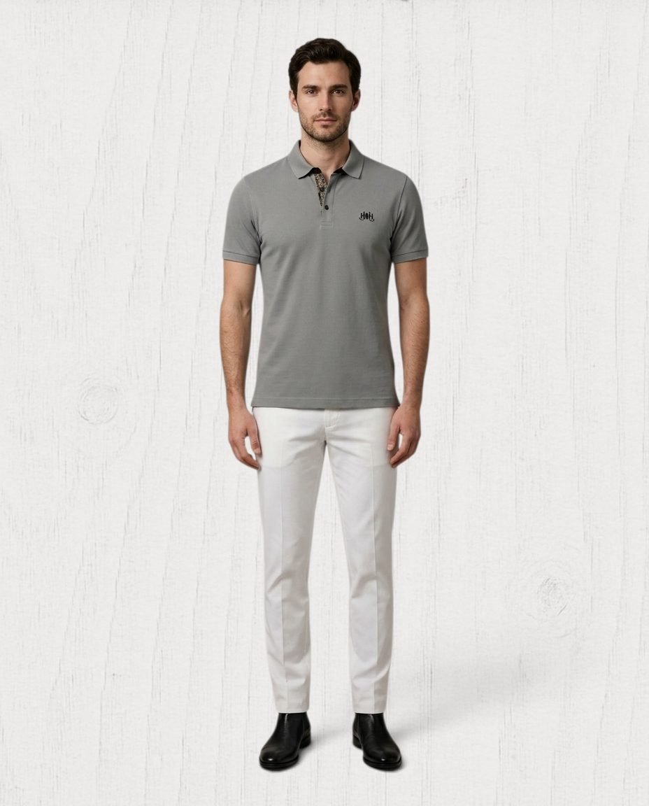 Baymere Piqué Polo Shirt — Heather Grey view 2