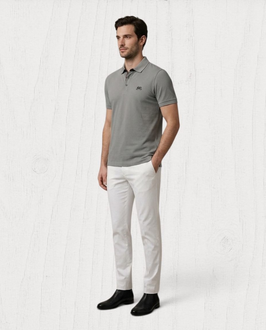 Baymere Piqué Polo Shirt — Heather Grey view 3