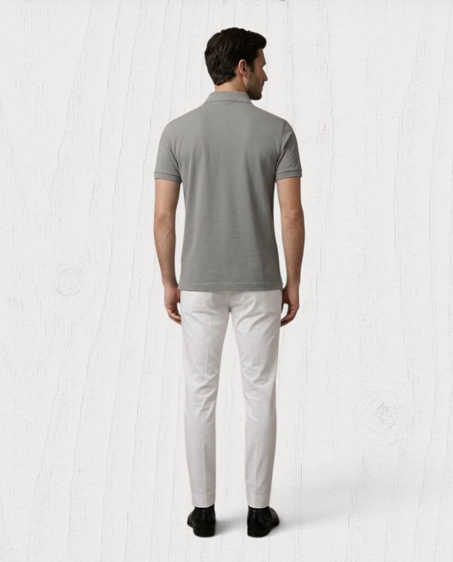 Baymere Piqué Polo Shirt — Heather Grey view 4