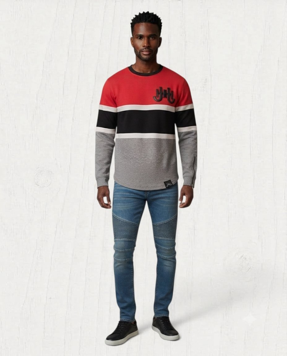 Bridelle Colorblock Sweatshirt — Rouge — Front
