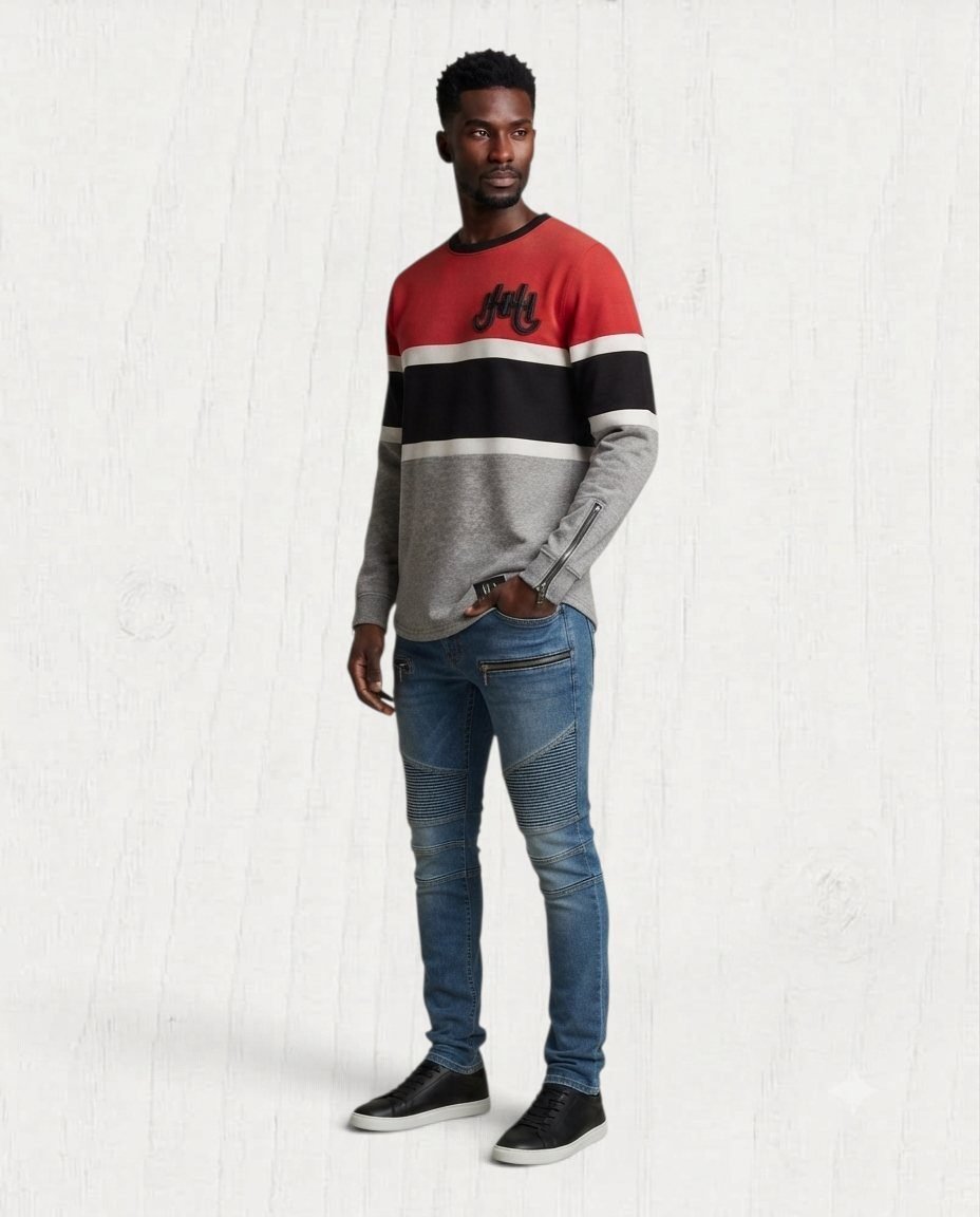 Bridelle Colorblock Sweatshirt — Rouge — 3/4 view