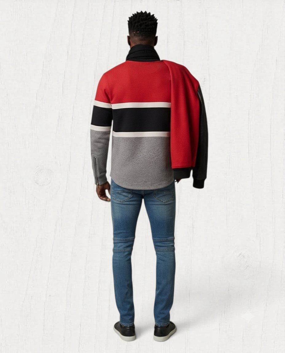 Bridelle Colorblock Sweatshirt — Rouge — Back