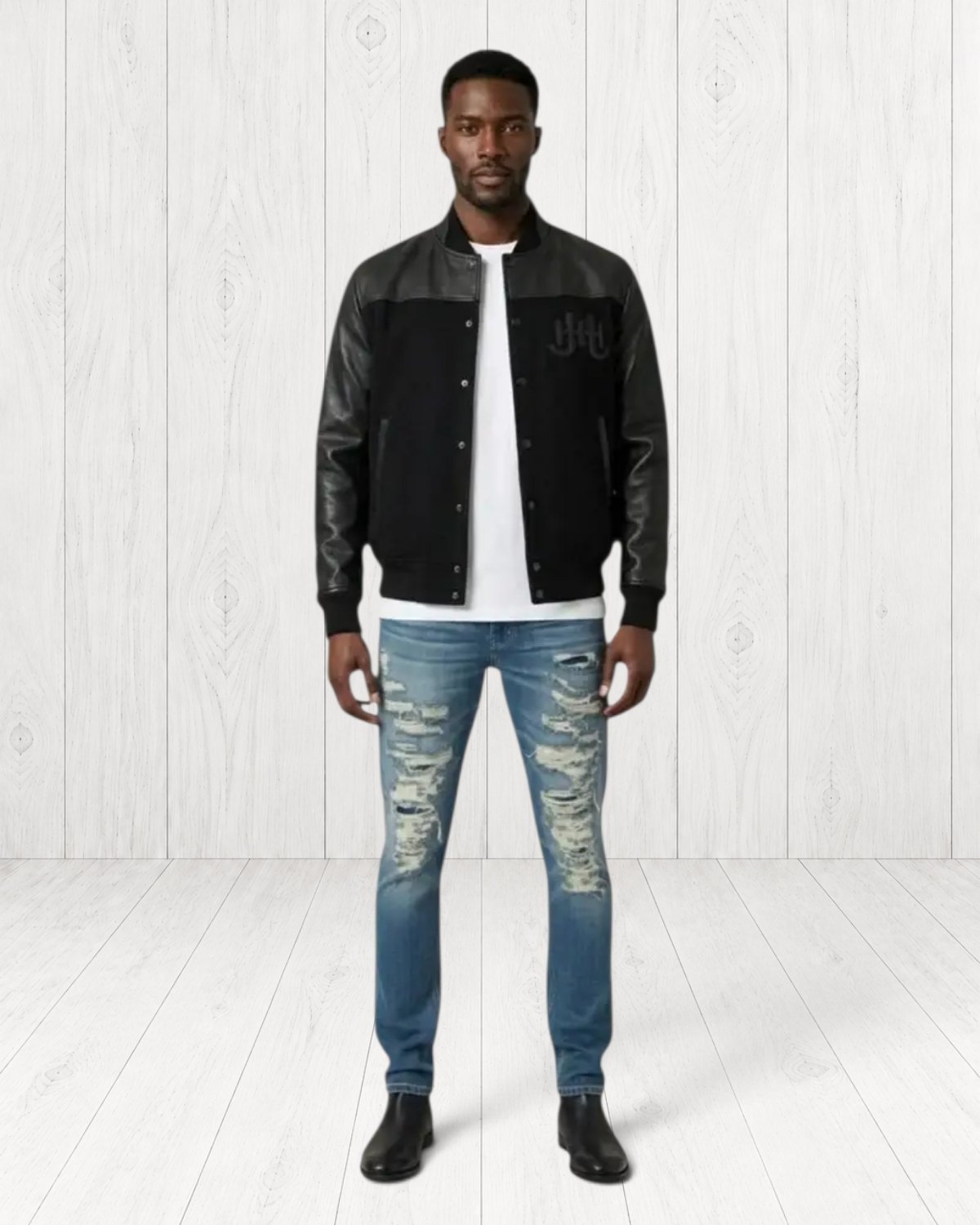 Bridgeline Varsity Jacket — Black view 2