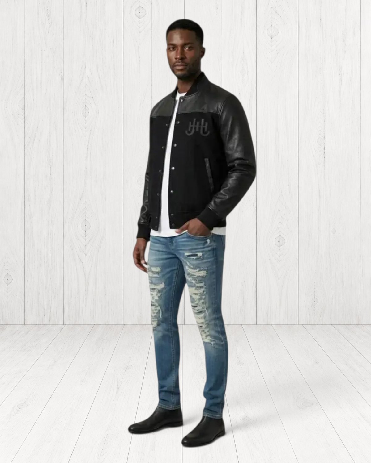 Bridgeline Varsity Jacket — Black view 3