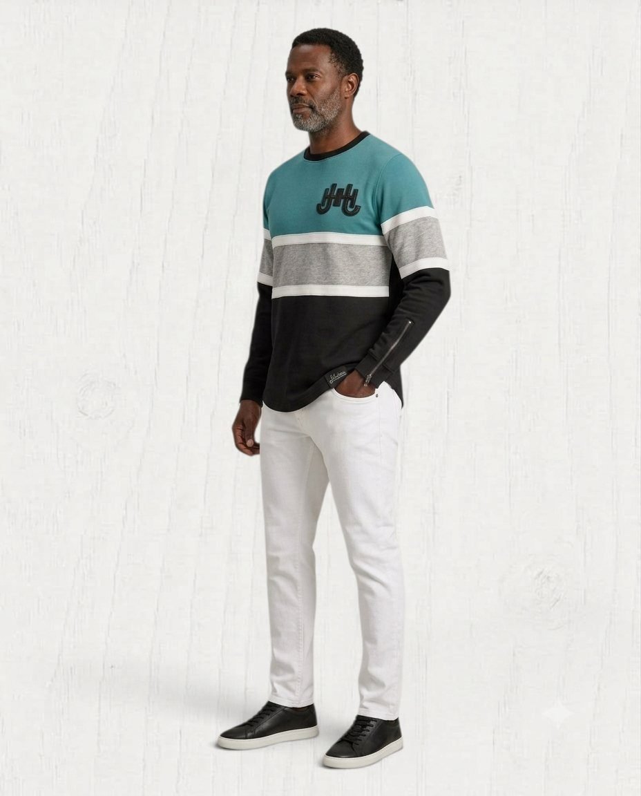 Empyr Colorblock Sweatshirt — Teal — 3/4 view