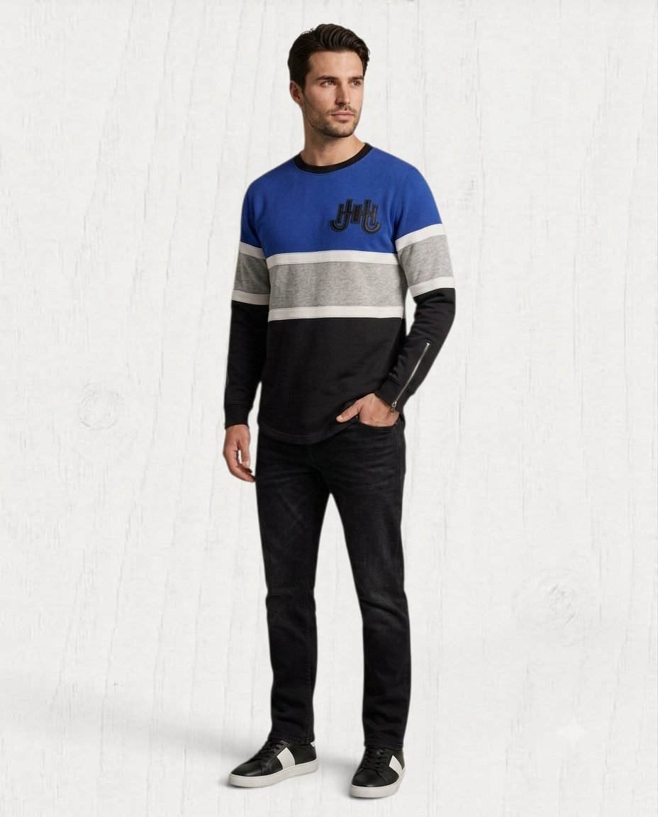 Flatroc Colorblock Sweatshirt — Royal — 3/4 view