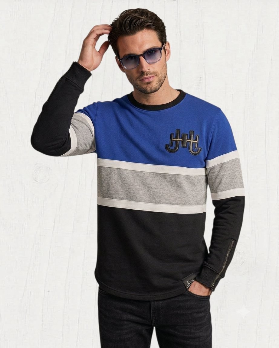 Flatroc Colorblock Sweatshirt — Royal — Lifestyle view
