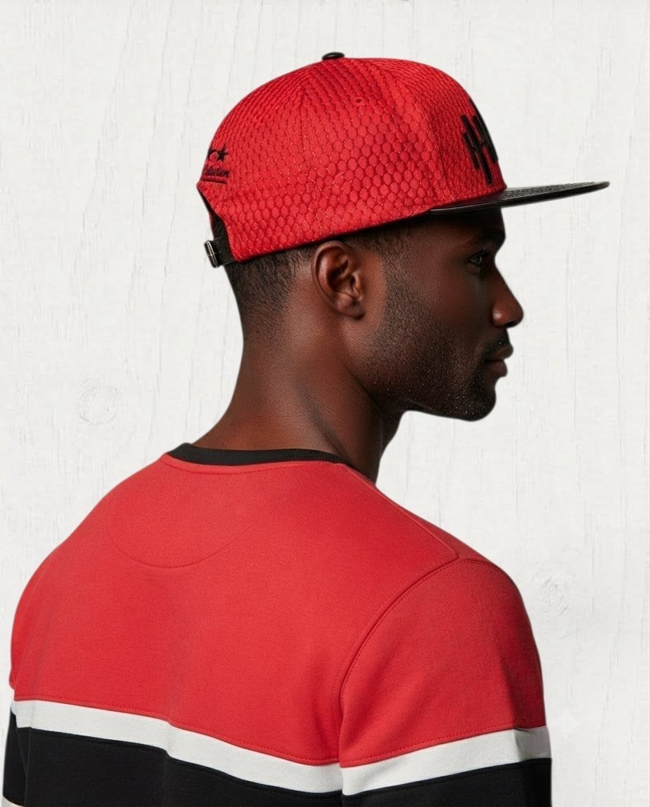 Fulten Mixed-Material Mesh Cap — Rouge view 4