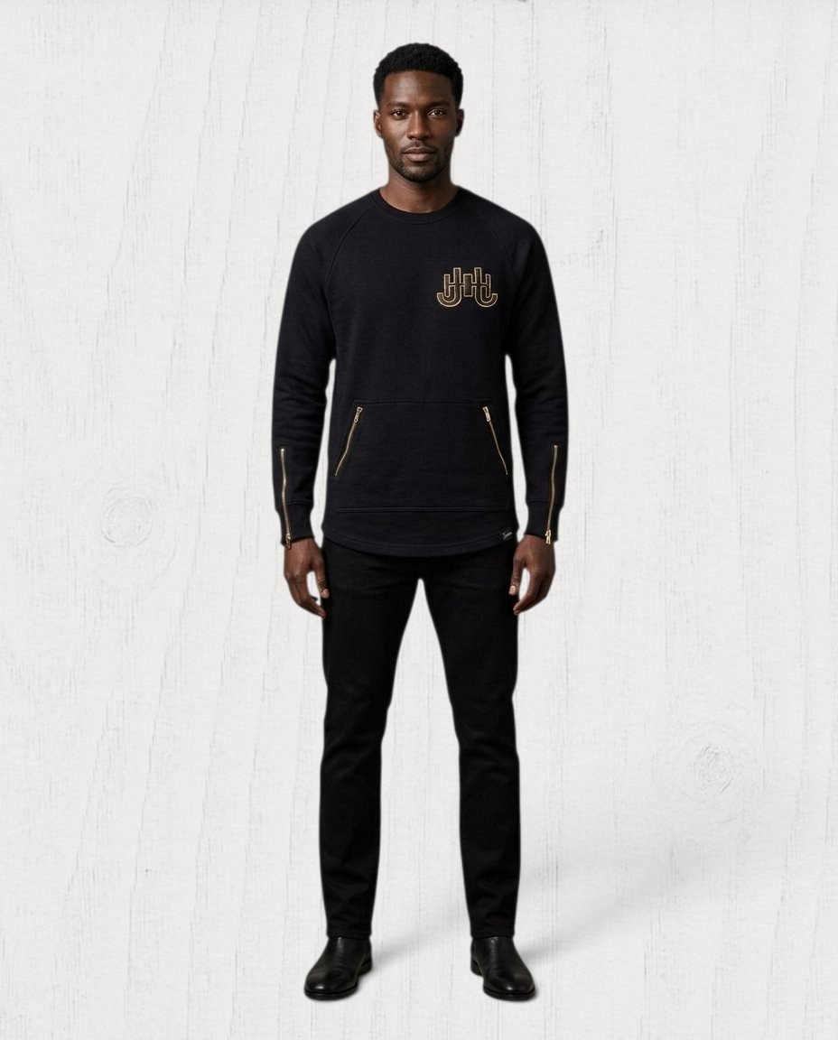 Gramercé Embroidered Sweatshirt — Black / Gold view 2