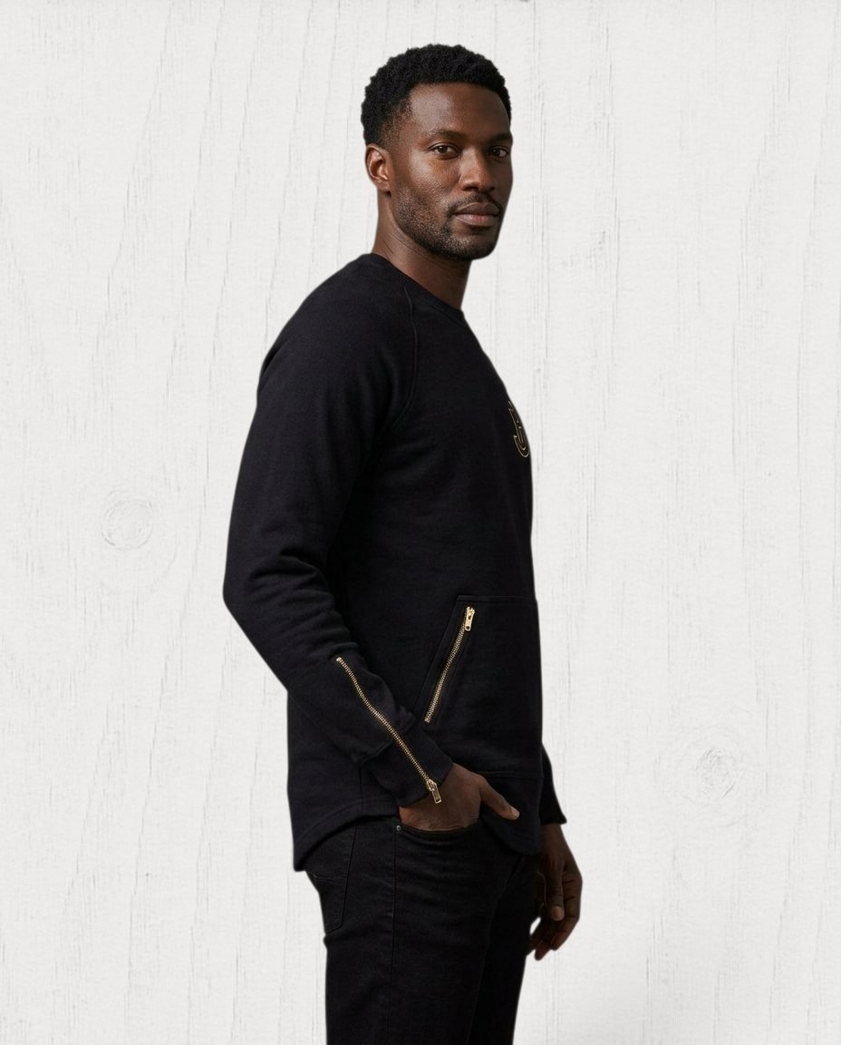 Gramercé Embroidered Sweatshirt — Black / Gold view 3