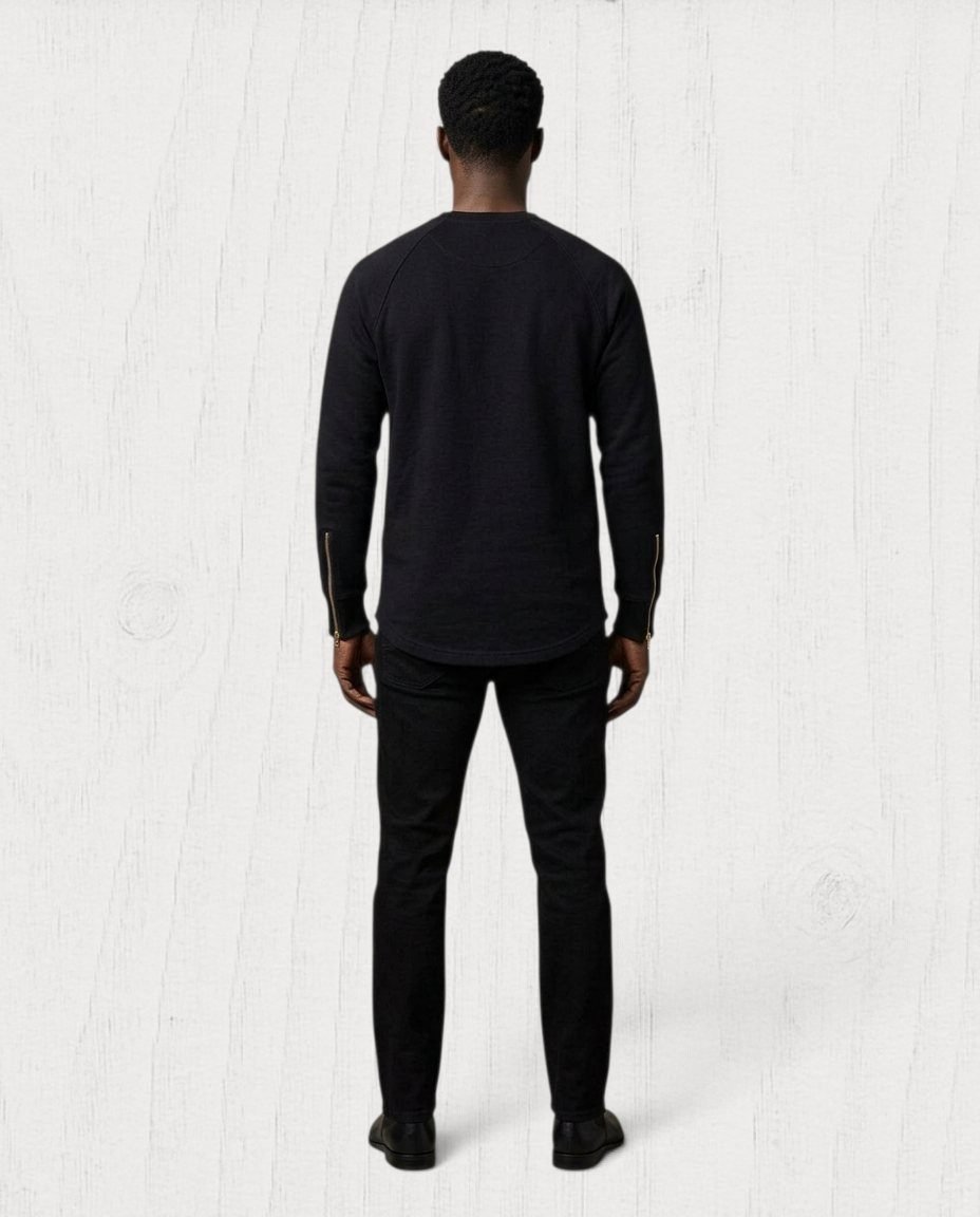 Gramercé Embroidered Sweatshirt — Black / Gold view 4