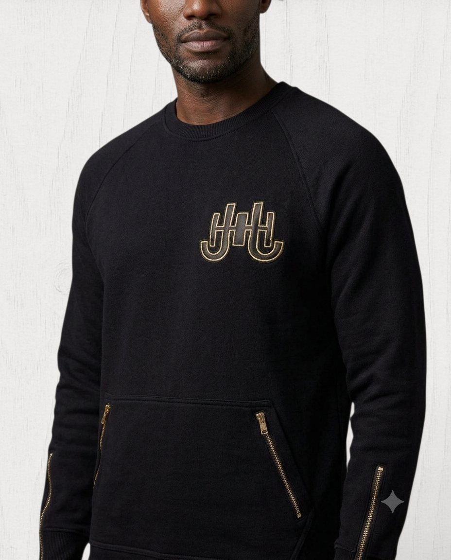 Gramercé Embroidered Sweatshirt — Black / Gold view 5