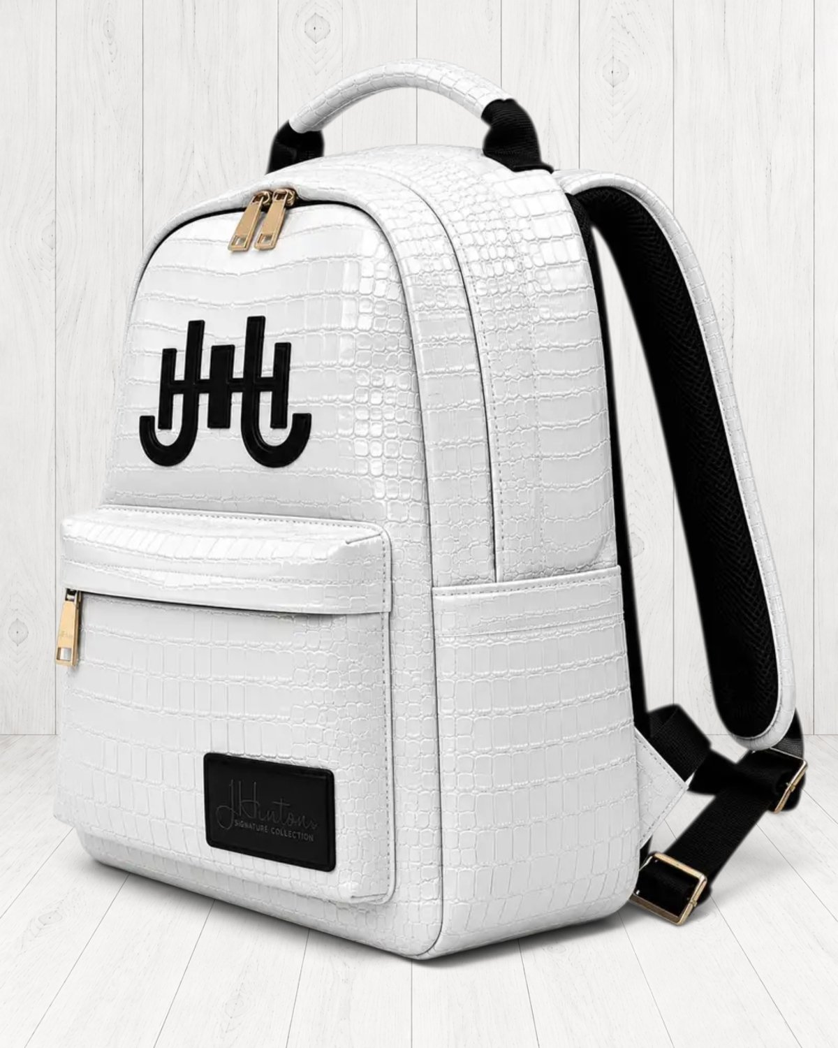Hudsyn Crocodile-Embossed Backpack — Ivory view 2