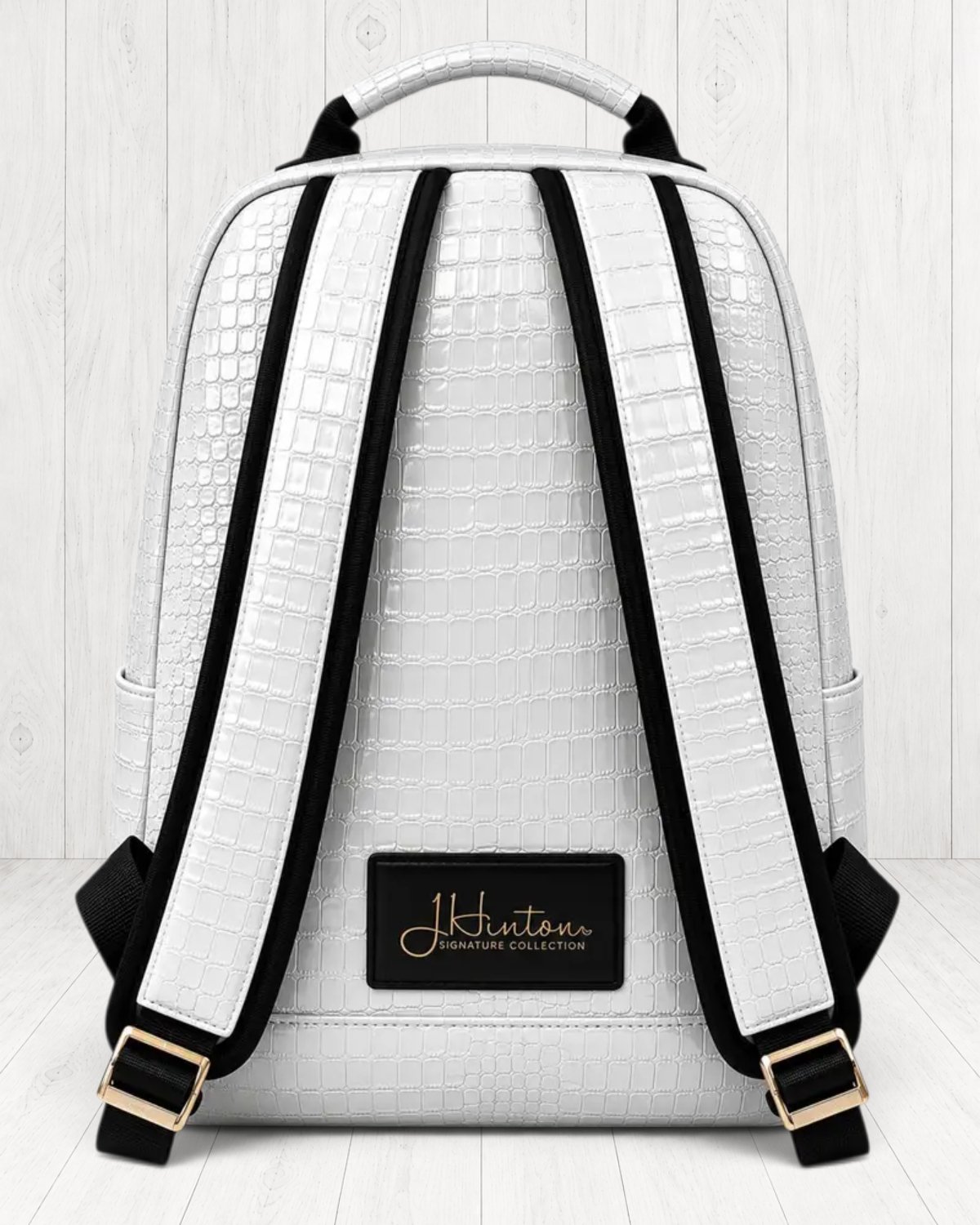 Hudsyn Crocodile-Embossed Backpack — Ivory view 4