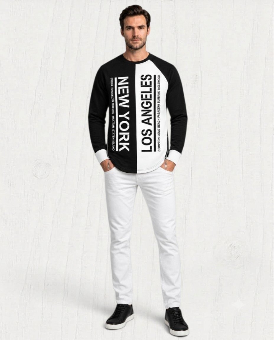 Madisyn Split Graphic Sweatshirt — Black / White view 2