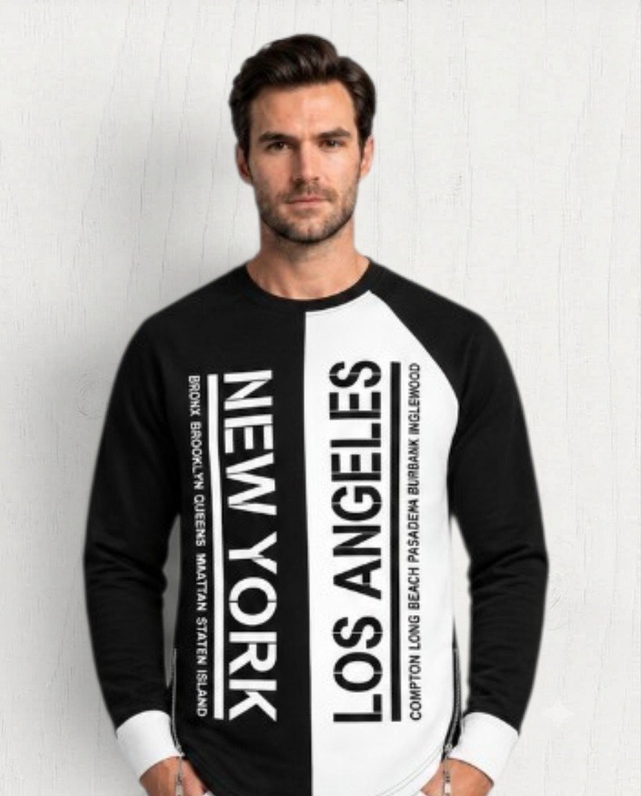 Madisyn Split Graphic Sweatshirt — Black / White view 4