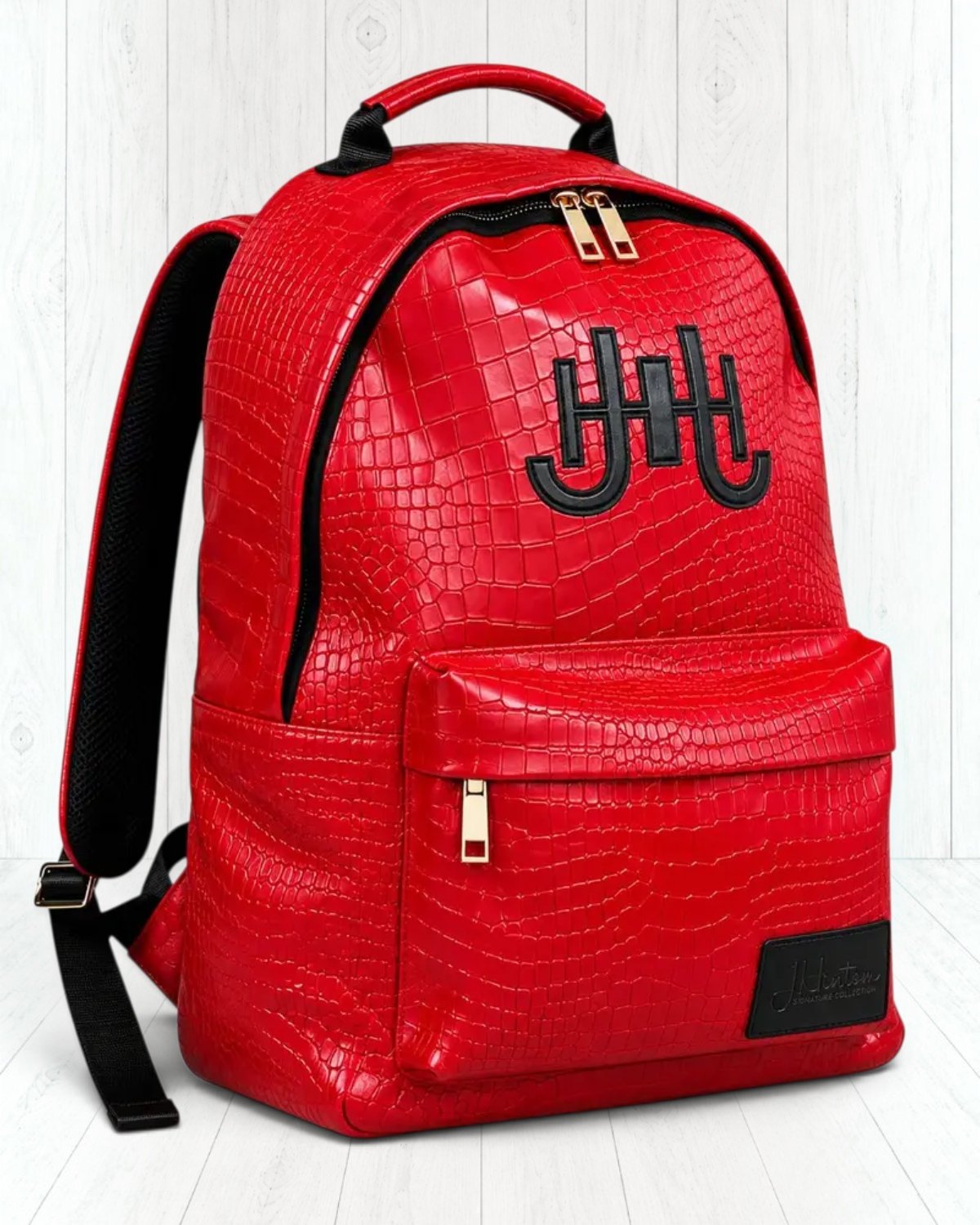 Remsyn Crocodile-Embossed Backpack — Rouge view 2