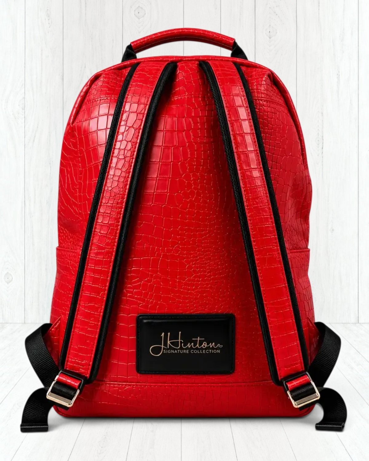 Remsyn Crocodile-Embossed Backpack — Rouge view 3