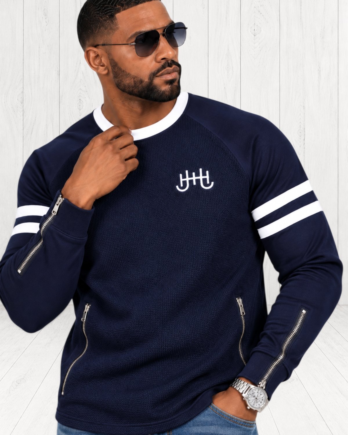 Rockmere Embroidered Sweatshirt — Navy view 4
