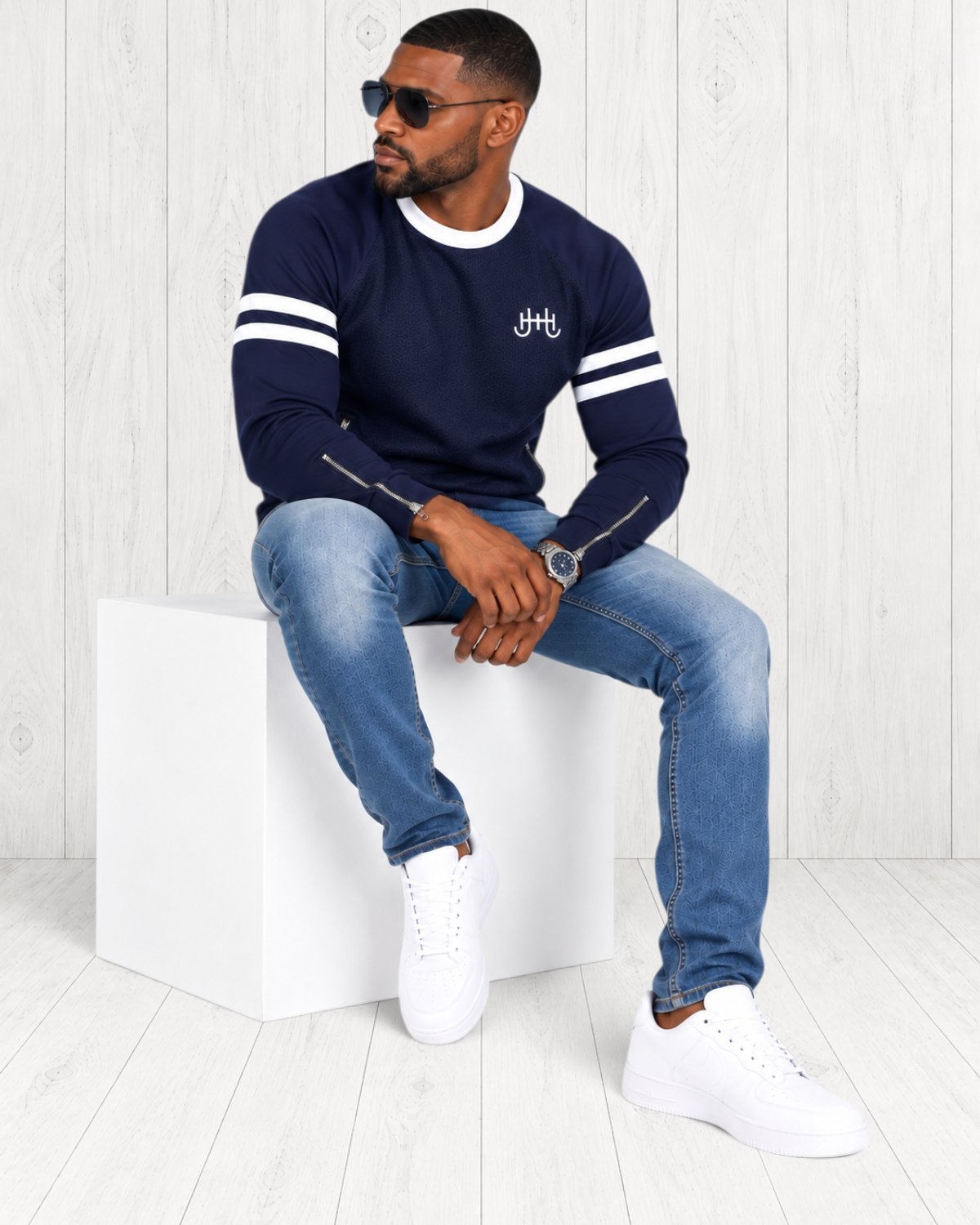 Rockmere Embroidered Sweatshirt — Navy view 6