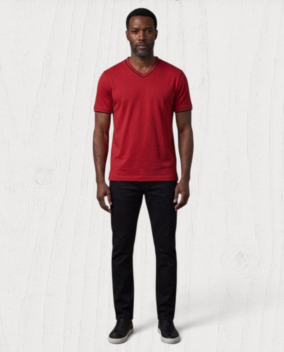 Roselyn V-Neck T-Shirt — Rouge view 2