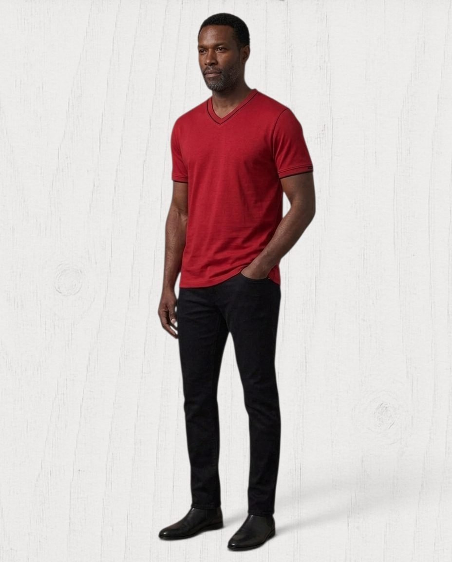 Roselyn V-Neck T-Shirt — Rouge view 3