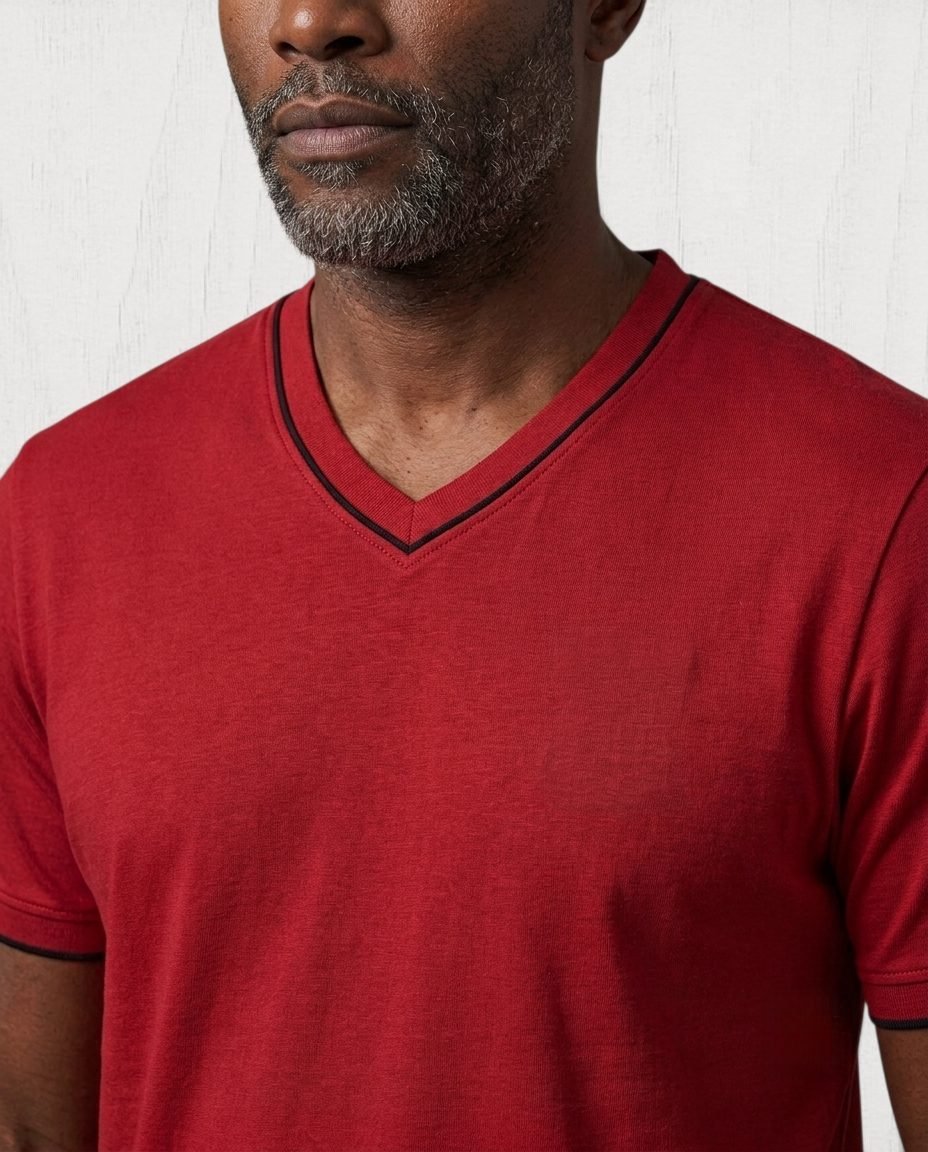 Roselyn V-Neck T-Shirt — Rouge view 4