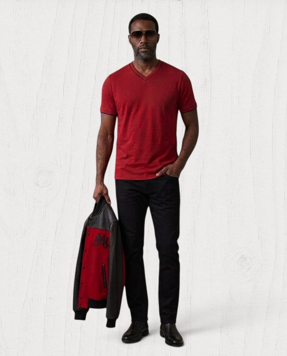 Roselyn V-Neck T-Shirt — Rouge view 6
