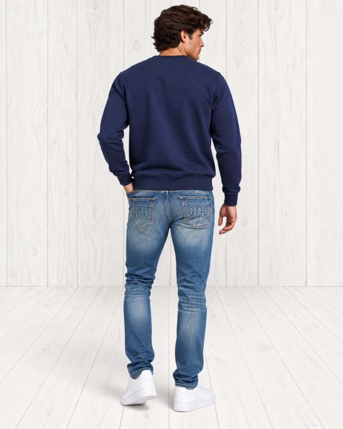 Suttone Embroidered Sweatshirt — Navy view 3